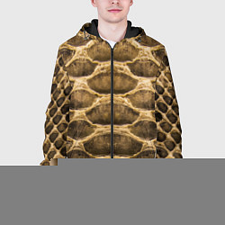 Куртка с капюшоном мужская Snake Skin Pattern, цвет: 3D-черный — фото 2