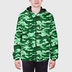 Куртка с капюшоном мужская Зеленый монохромный камуфляж, цвет: 3D-черный — фото 2