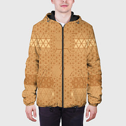 Куртка с капюшоном мужская Геометрический узор абстрактный ритм, цвет: 3D-черный — фото 2