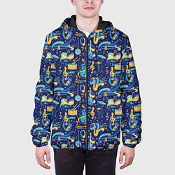 Куртка с капюшоном мужская Музыкальные Инструменты Музыкант, цвет: 3D-черный — фото 2