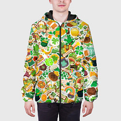 Куртка с капюшоном мужская Стикербомбинг ко дню Св Патрика, цвет: 3D-черный — фото 2
