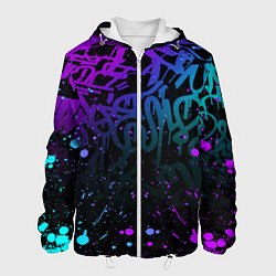 Куртка с капюшоном мужская НЕОНОВОЕ ГРАФФИТИ НЕОНОВЫЕ БРЫЗГИ, цвет: 3D-белый