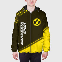 Куртка с капюшоном мужская БОРУССИЯ Borussia Sport Краска, цвет: 3D-черный — фото 2