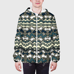 Куртка с капюшоном мужская Узор прямоугольный пиксел, цвет: 3D-белый — фото 2