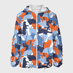 Куртка с капюшоном мужская Домашние Питомцы Кошки, цвет: 3D-белый