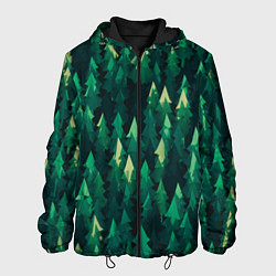 Куртка с капюшоном мужская Еловый лес spruce forest, цвет: 3D-черный