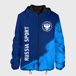 Куртка с капюшоном мужская РОССИЯ - ГЕРБ Russia Sport Пламя, цвет: 3D-черный