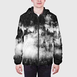 Куртка с капюшоном мужская Мрачный лес - туман, цвет: 3D-черный — фото 2