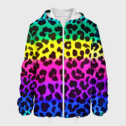 Куртка с капюшоном мужская Leopard Pattern Neon, цвет: 3D-белый