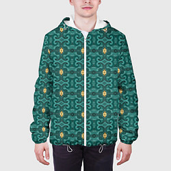 Куртка с капюшоном мужская Абстрактный классический узор, цвет: 3D-белый — фото 2
