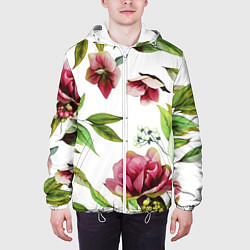 Куртка с капюшоном мужская Цветы Воздушные, цвет: 3D-белый — фото 2