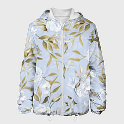 Куртка с капюшоном мужская Цветы Золотые Листья, цвет: 3D-белый