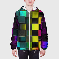 Куртка с капюшоном мужская Colored Geometric 3D pattern, цвет: 3D-белый — фото 2