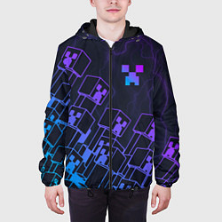 Куртка с капюшоном мужская Minecraft CREEPER NEON, цвет: 3D-черный — фото 2