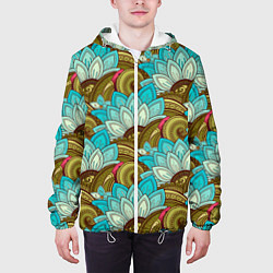 Куртка с капюшоном мужская Абстрактные лепестки цветов, цвет: 3D-белый — фото 2