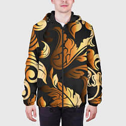 Куртка с капюшоном мужская Узоры и листья, цвет: 3D-черный — фото 2