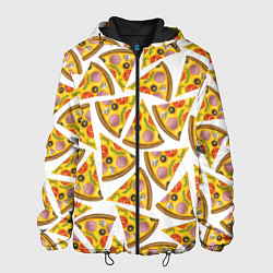 Куртка с капюшоном мужская Кусочки вкусной пиццы, цвет: 3D-черный