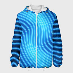 Куртка с капюшоном мужская Abstraction neon lines, цвет: 3D-белый