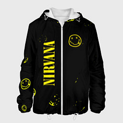 Куртка с капюшоном мужская Nirvana паттерн смайлы, цвет: 3D-белый