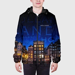 Куртка с капюшоном мужская Голландия в ночи, цвет: 3D-черный — фото 2