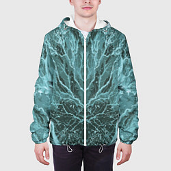 Куртка с капюшоном мужская Абстрактная геометрическая графика ,цвет морской в, цвет: 3D-белый — фото 2