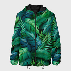 Куртка с капюшоном мужская Green plants pattern, цвет: 3D-черный