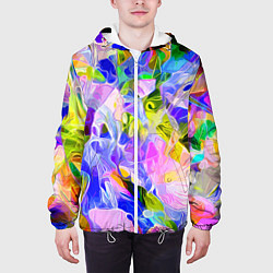 Куртка с капюшоном мужская Красочный цветочный узор Весна - Лето 2023 Colorfu, цвет: 3D-белый — фото 2