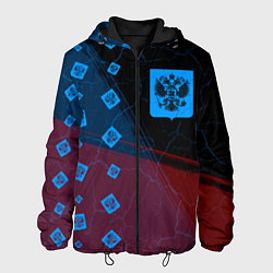Куртка с капюшоном мужская РОССИЯ - ГЕРБ - Краска - FS, цвет: 3D-черный