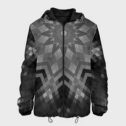 Куртка с капюшоном мужская Серый геометрический орнамент-калейдоскоп, цвет: 3D-черный