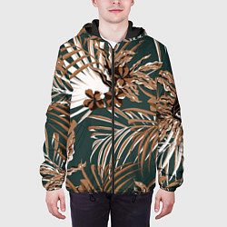 Куртка с капюшоном мужская Цветы Приглушённые Тропики, цвет: 3D-черный — фото 2