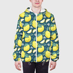 Куртка с капюшоном мужская Cute lemon pattern, цвет: 3D-белый — фото 2