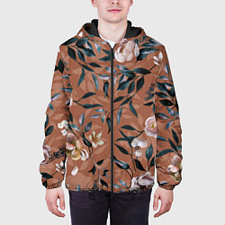 Куртка с капюшоном мужская Цветы Сад Кирпичного Цвета, цвет: 3D-черный — фото 2