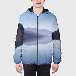 Куртка с капюшоном мужская Горы Озеро Туман, цвет: 3D-черный — фото 2