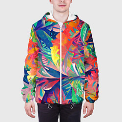 Куртка с капюшоном мужская Летний тропический принт, цвет: 3D-белый — фото 2