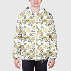 Куртка с капюшоном мужская Цветы Георгины и Розы, цвет: 3D-белый — фото 2
