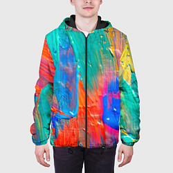 Куртка с капюшоном мужская Мазки масляной краски Абстракция Oil Paint Strokes, цвет: 3D-черный — фото 2
