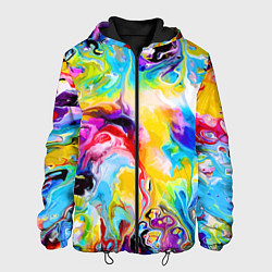 Куртка с капюшоном мужская Неоновые всплески красок Лето Neon splashes of col, цвет: 3D-черный