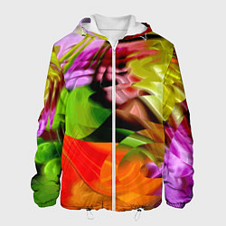 Куртка с капюшоном мужская Разноцветная абстрактная композиция Лето Multi-col, цвет: 3D-белый