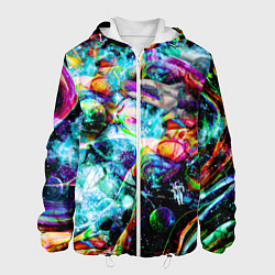 Куртка с капюшоном мужская Красочный космос, цвет: 3D-белый