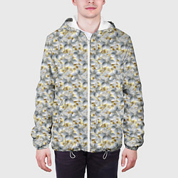 Куртка с капюшоном мужская Абстрактные нежные цветочки, цвет: 3D-белый — фото 2