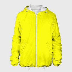 Куртка с капюшоном мужская Однотонный неоновый лимонный желтый тон, цвет: 3D-белый