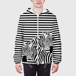 Куртка с капюшоном мужская Матросы на зебрах, цвет: 3D-белый — фото 2