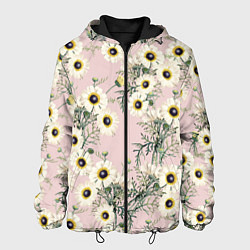 Куртка с капюшоном мужская Цветы Летние Ромашки, цвет: 3D-черный