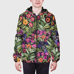 Куртка с капюшоном мужская Цветы Фиолетовые Рудбеки, цвет: 3D-черный — фото 2