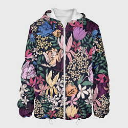 Куртка с капюшоном мужская Цветы Летние В Цветущем Саду, цвет: 3D-белый