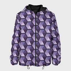 Куртка с капюшоном мужская Фиолетовые шестиугольники, цвет: 3D-черный