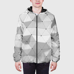 Куртка с капюшоном мужская Полигональный объёмный паттерн, цвет: 3D-черный — фото 2