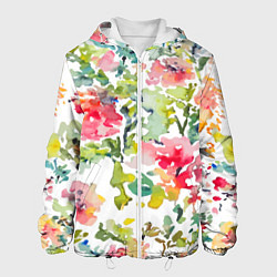 Куртка с капюшоном мужская Floral pattern Watercolour Summer, цвет: 3D-белый
