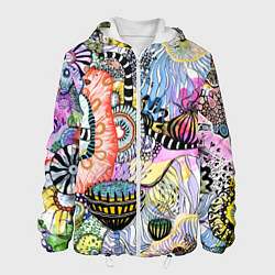 Куртка с капюшоном мужская Подводный цветочно коралловый мир, цвет: 3D-белый