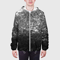 Куртка с капюшоном мужская Текстура камня черно-белый узор, цвет: 3D-белый — фото 2